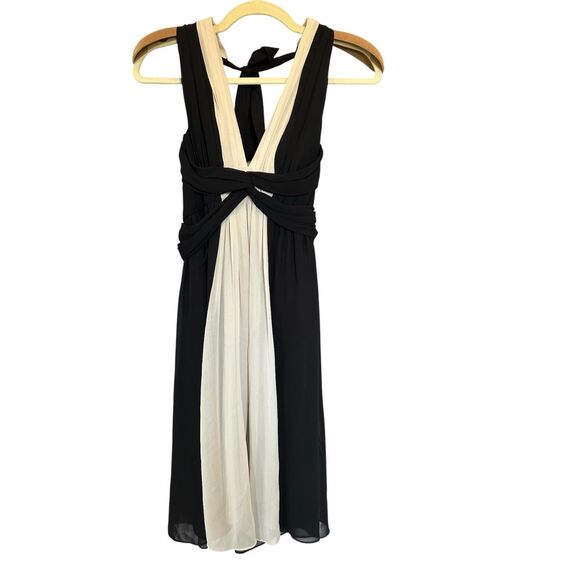 London Times Black Cream Halter Cocktail Dress Sz 6 LT1650 NWT Party Evening - Picture 1 of 12